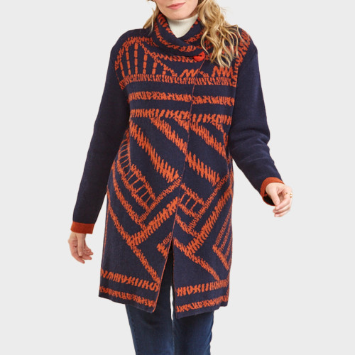 Manteau-cardigan jacquard