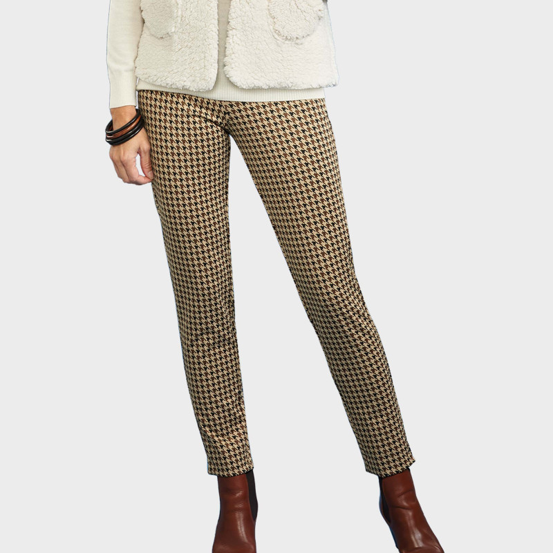 Pantalon extensible pied-de-poule