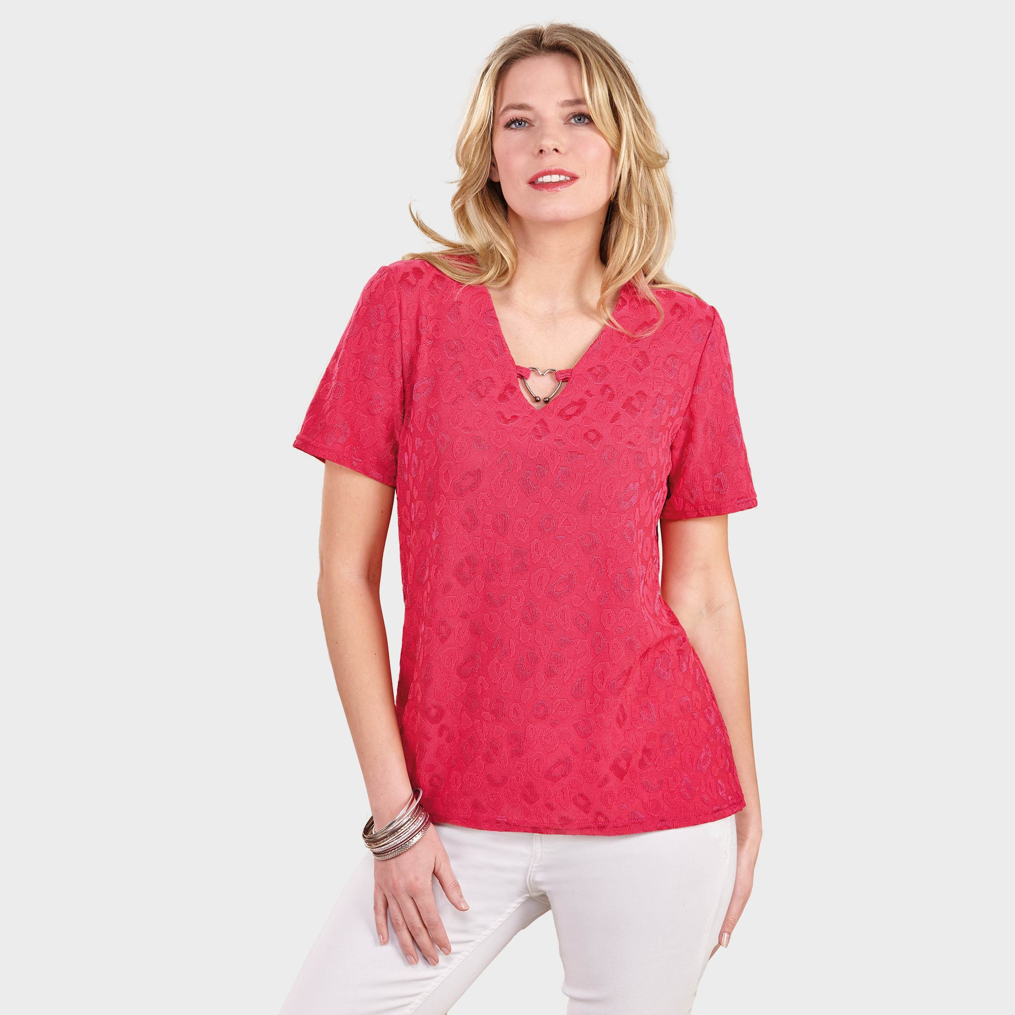 Jean Pascale Basic Langarm T-Shirt Tunika V-Ausschnitt Knöpfe schwarz XS 34/36