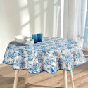 Toile cirée Fleurs bleues ronde
