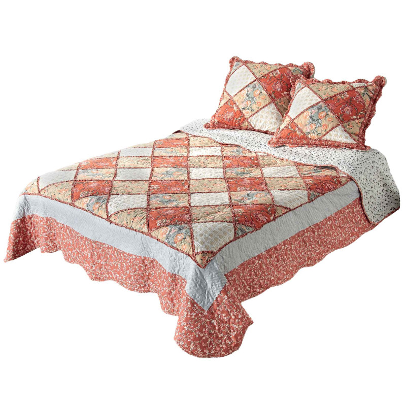 Couvre-lit patchwork Tendresse + 2 taies offertes