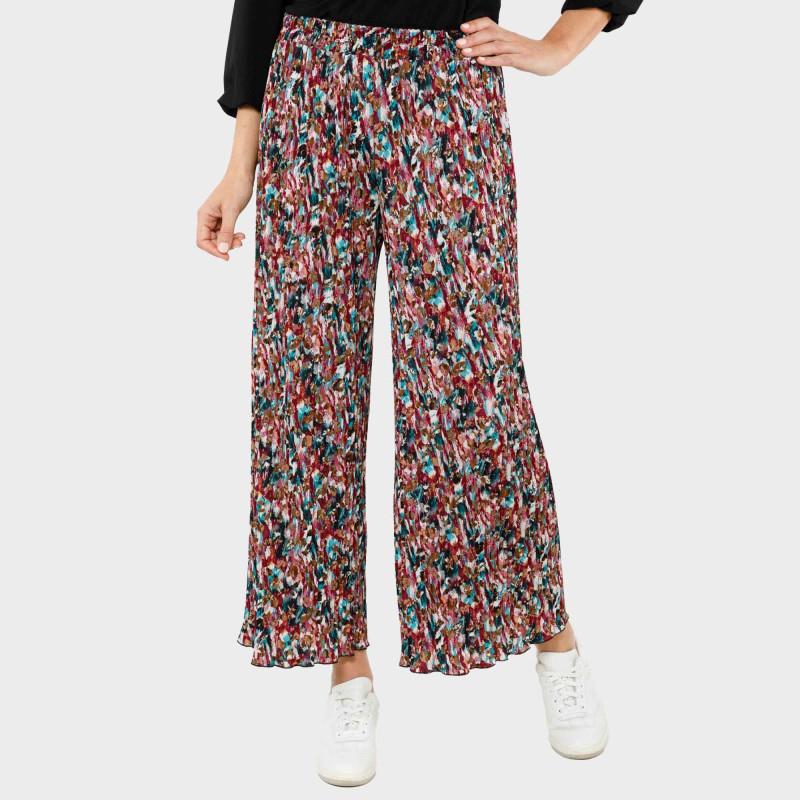 Pantalon extensible plissé