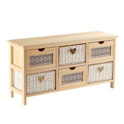 Commode 6 tiroirs Cœurs