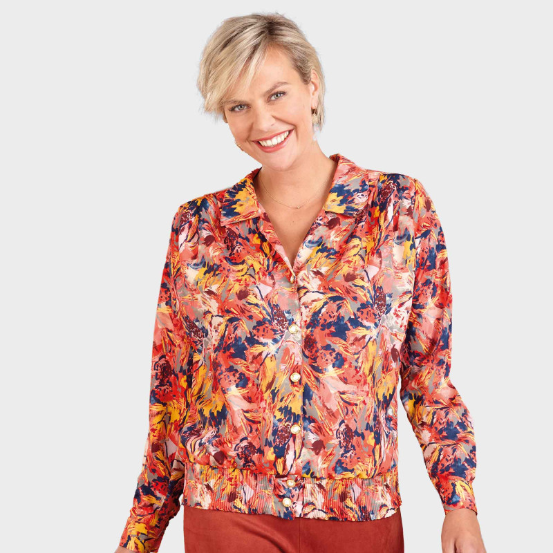 Chemisier blousant Fleurs d’artiste