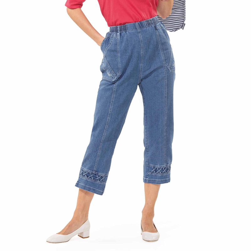 Pantacourt denim extensible