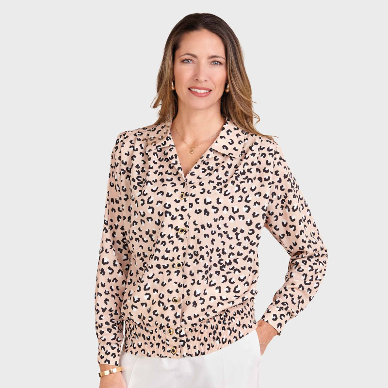 Chemisier blousant Léopard