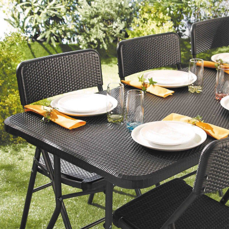 Ensemble de jardin «rotin» (1 table + 4 chaises)