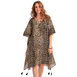 Robe caftan léopard