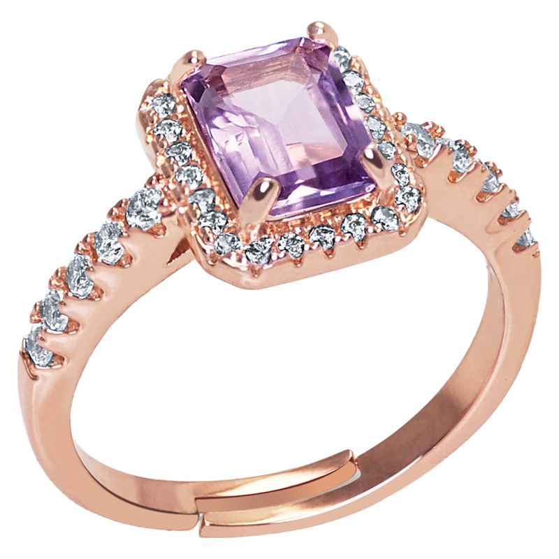 Bague or rose & améthyste