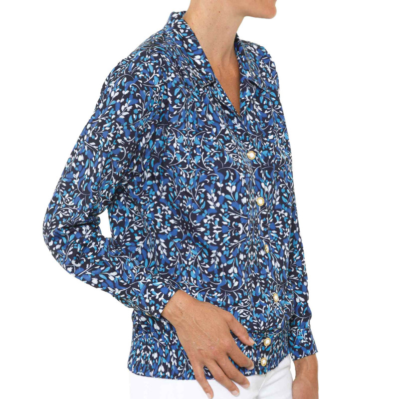 Chemisier Floral En Soie 75 - Taille 44/46, Occasion Très Bon état