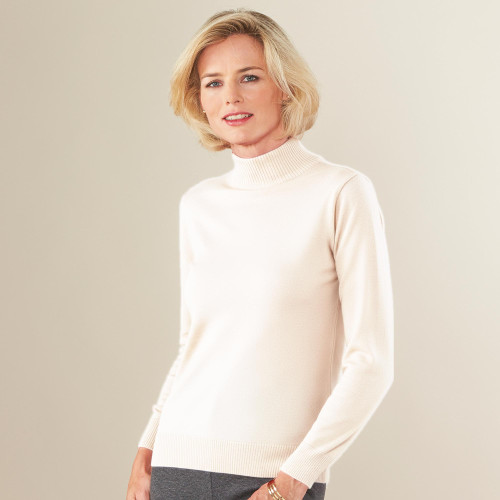 Pull mérinos à col cheminée