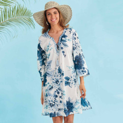 Tunique plage Fleur bleue