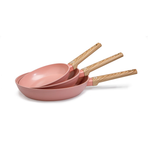 Poêles céramique rose - les 3