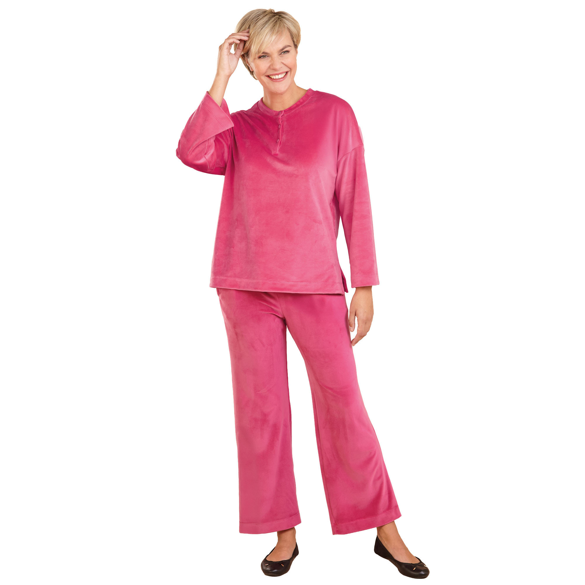 Pyjama velours douceur Rose - La Femme Moderne - Taille 54-56
