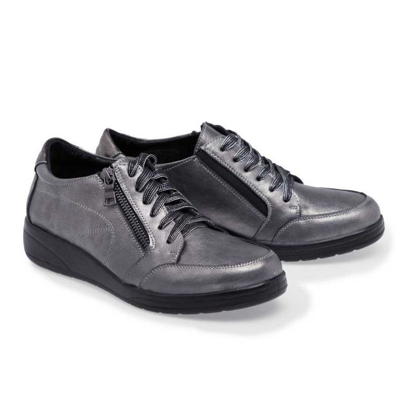 Chaussures cuir argenté