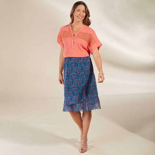 Jupe à volants fleurettes