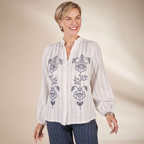 Blouse brodée fleurs