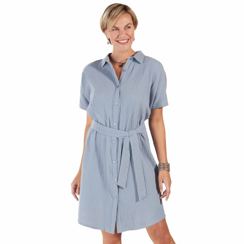 Robe gaze de coton bleue
