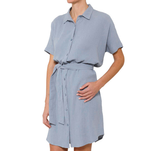 Robe gaze de coton bleue
