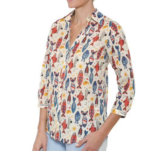 Chemisier imprimé poissons