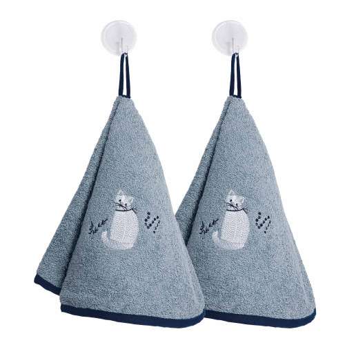 Essuie-mains brodés Chat - les 2