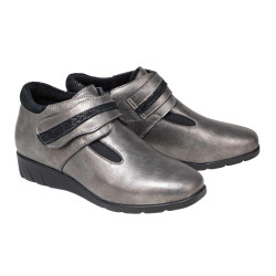 Bottines cuir argenté