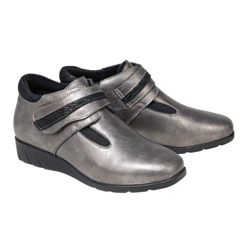 Bottines cuir argenté