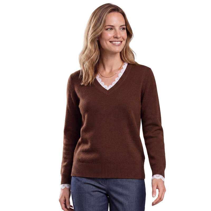 Pull dentelle Moka