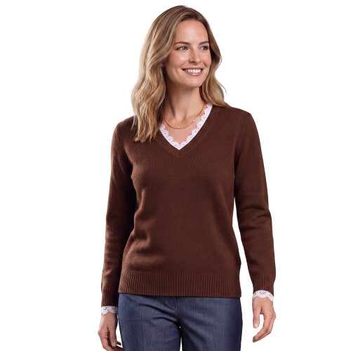 Pull dentelle Moka