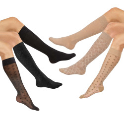 Mi-bas de compression (3 beiges + 3 noires) - les 6 paires