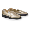 Mocassins cuir doré