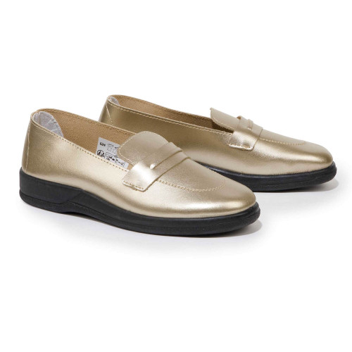 Mocassins cuir doré