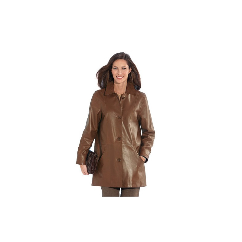 Manteau 3/4 En Cuir Cognac Oakwood - Taille L - Neuf Avec étiquettes (prix D'origine 418€)