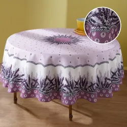 Nappe anti-taches bouquet de lavande ronde