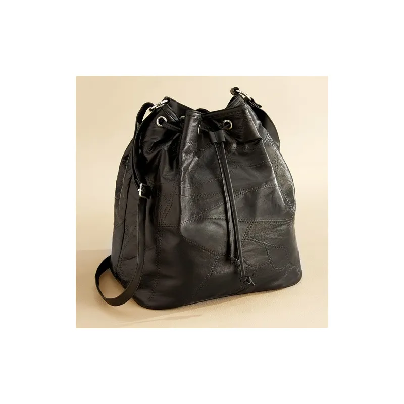 Sac bourse patchwork de cuir